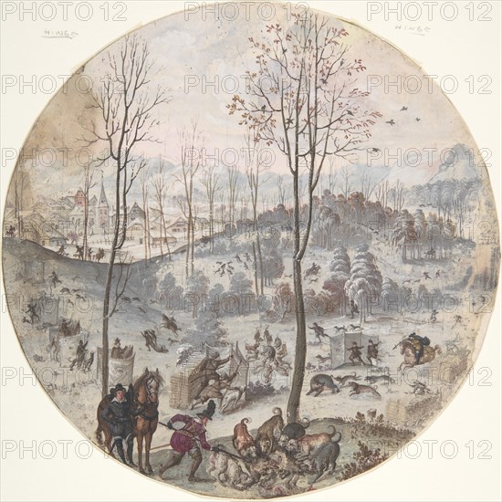 A Boar Hunt, 17th century. Creator: Anon.