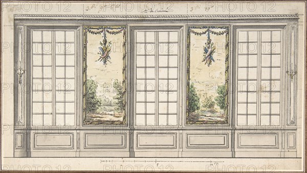 Design for a Windowed Wall with Decorative Panels, mid-18th century. Creator: Anon.