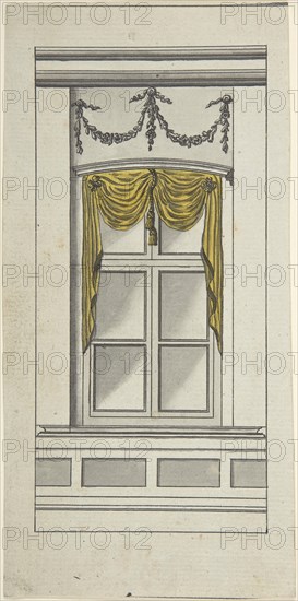 Design for a Window with Yellow Drapery, 18th century. Creator: Anon.