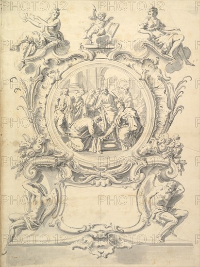Elaborately Framed Roundel of Christ Washing the Feel of the Apostles, after 1800 (?). Creator: Anon.