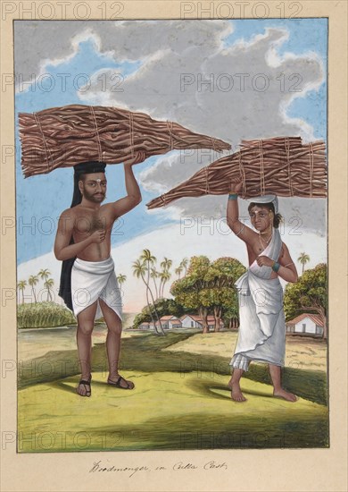 Woodmonger in Culla Caste, from Indian Trades and Castes, ca. 1840. Creator: Anon.