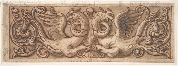 Design for a Frieze with Two Griffins, 1650-1700. Creator: Anon.