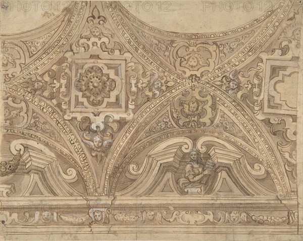 Design for part of a Vaulted Ceiling of a Church, 17th century. Creator: Anon.