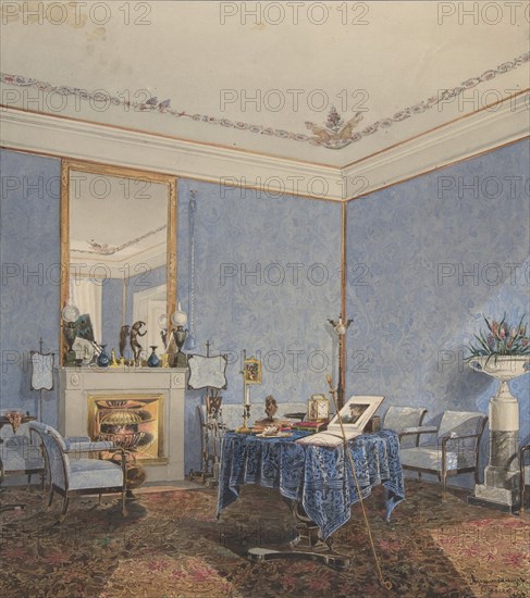 Interior of a Drawing Room, 1838. Creator: Anon.