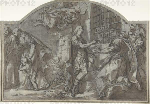 Saint Sebastian Exhorts the Christian Prisoners, 18th century. Creator: Anon.