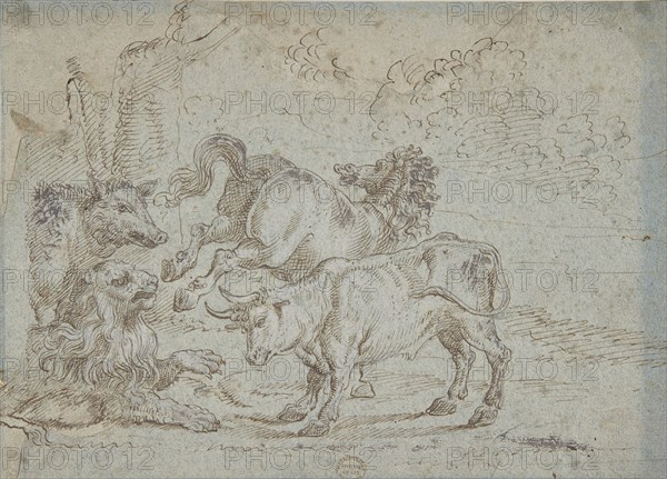 Horse, Bull, Lion, and Boar, 17th century. Creator: Anon.
