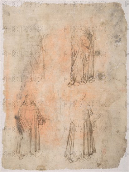 Four Saints (recto); Two Saints, Seated Madonna, and Kneeling Figure (verso), 14th century. Creator: Anon.