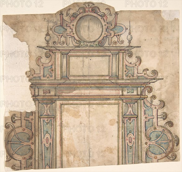 Fragment of design for architectural frame, 16th century. Creator: Anon.