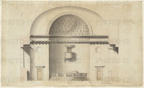 Cross-section of a chapel (?); verso: Pavillion in Neogothic style, ca. 1800. Creator: Anon.