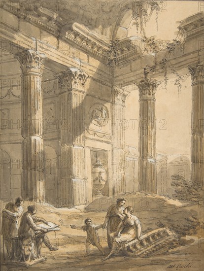 Artist Among Ruins, 18th century. Creator: Antonio Zucchi.