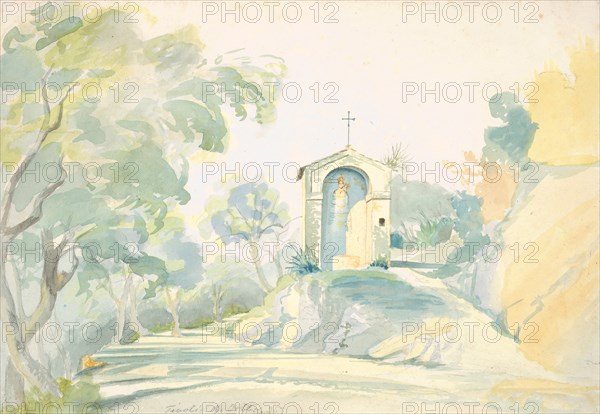 A Roadside Chapel near Tivoli, 1835. Creator: August Georg Friedrich Lucas.