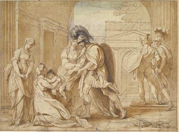 Hector taking leave of Andromache: the Fright of Astyanax, 1766. Creator: Benjamin West.