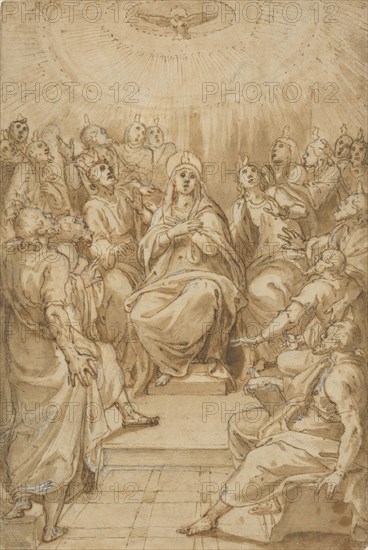 The Pentecost (The Descent of the Holy Spirit), ca. 1576. Creator: Cesare Nebbia.