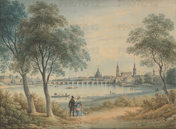 View of Dresden from the West, 1833. Creator: Christian Gottlob Hammer.