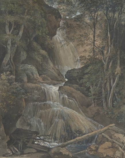 A Waterfall in a Forest at Langhennersdorf, 18th-early 19th century. Creator: Christoph Nathe.