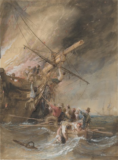 Fire at Sea, 1820-46. Creator: Clarkson Stanfield.