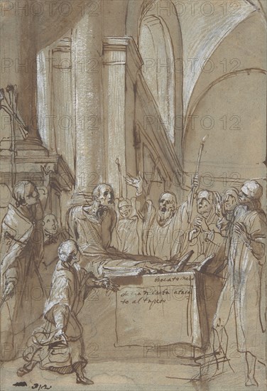 Raymond Diocrès Speaking During His Funeral (from the Life of Saint Bruno of Cologne), 1628-29. Creator: Daniele Crespi.