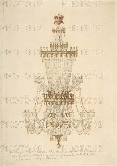 Large Chandelier at Carlton House, Pall Mall, 19th century. Creator: Edmund Thomas Parris.