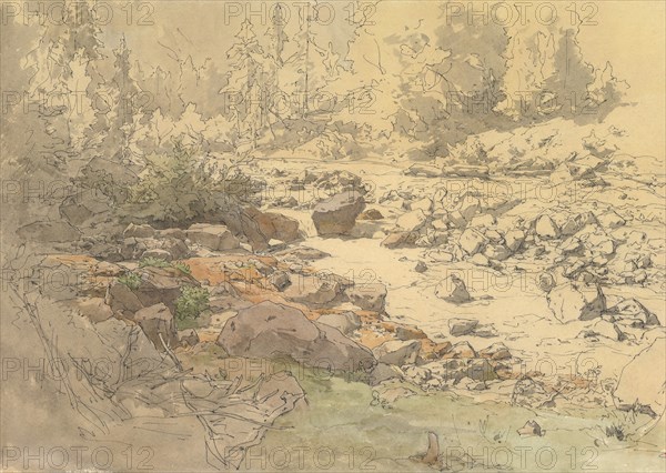 Landscape with Rocks in a River (near Kronau?), 19th-early 20th century. Creator:  Eduard Peithner von Lichtenfels.