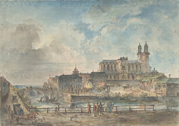 View of Uppsala cathedral from the North, 18th-early 19th century. Creator: Elias Martin.