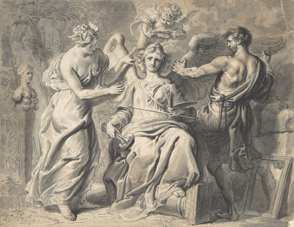 An Allegory of the Arts with Isis and Geometry Attending the Three-headed Figure of..., 17th century Creator: Erasmus Quellinus.