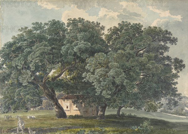 Italian Landscape with Trees (recto), 1815-21. Creator: Friedrich Salathe.