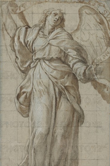Standing Angel Holding a Scroll, ca. 1614. Creator: Giovanni Domenico Caresana.
