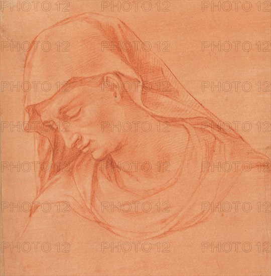 Head of a Mourning Woman in Profile to the Left, ca. 1575-80. Creator: Girolamo Macchietti.