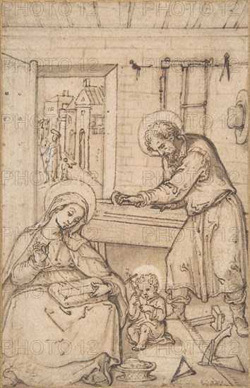 The Childhood of Christ, in the carpenter's shop, 1534-93. Creator: Attributed to Hans Bol.