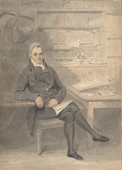 Portrait of a Man, Seated in Front of a Writing Desk, 1795-1800. Creator: Henry Edridge.