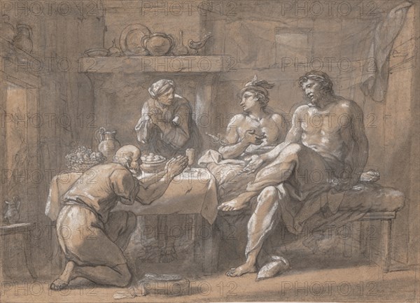 Jupiter and Mercury in the House of Baucis and Philemon, 18th century. Creator: Hyacinthe Collin de Vermont.