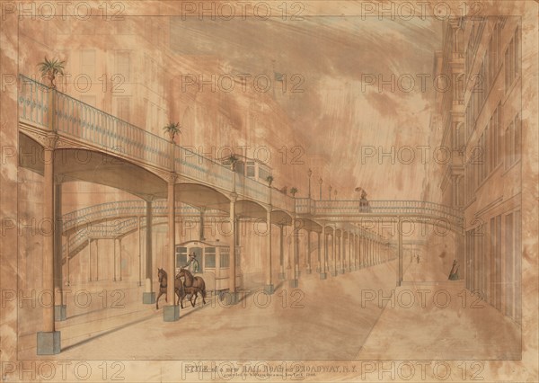 Elevated Railroad, Broadway, New York, 1861. Creator: John Beigel.