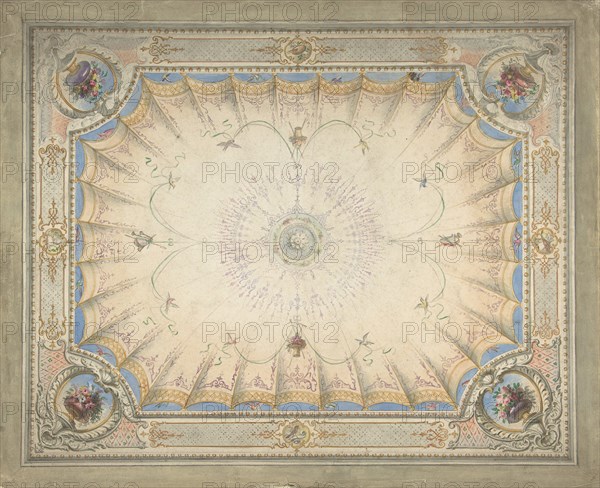 Ceiling Design for the Boudoir, Ardgowan, ca. 1868. Creator: Attributed to J. S. Pearse.