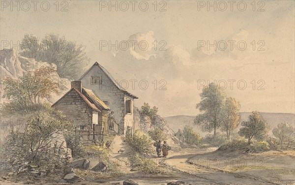 Village Scene with Figures, 19th century. Creator: Jan van Ravenswaay.