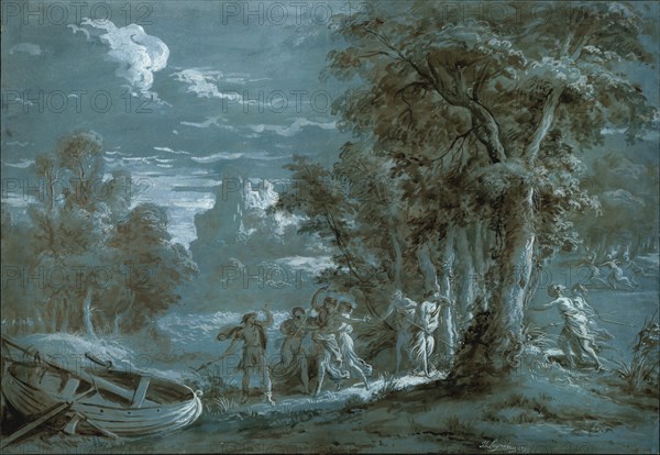 Landscape with a Scene from Fénelon's Télémaque, 1780. Creator: Jean Jacques Lagrenee.