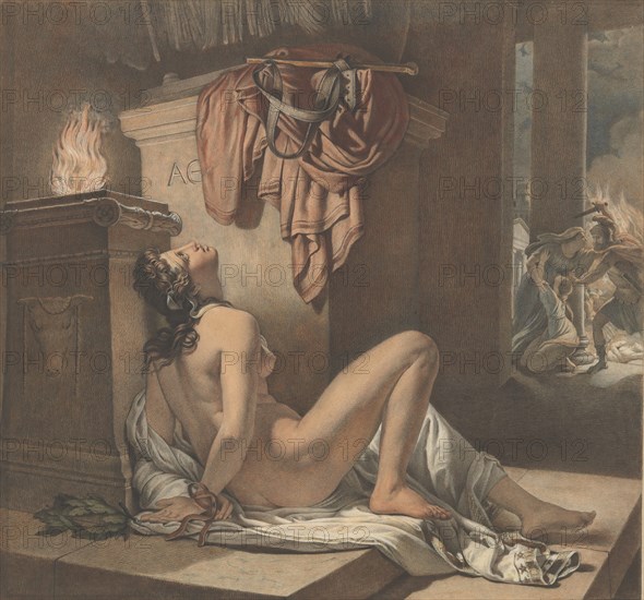 Cassandra Imploring Athena for Revenge Against Ajax, 1795-1838. Creator: Jérome Martin Langlois the Younger.