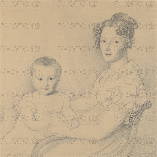 Portrait of a Mother and Child, 1823. Creator: John Linnell the Elder.