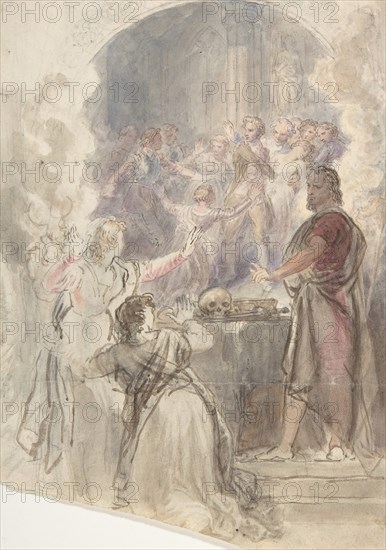 Scene from "My Aunt Margaret's Mirror" (Keepsake Story by Sir Walter Scott), ca. 1828. Creator: John William Wright.
