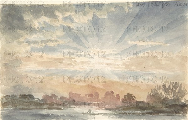 Landscape with Rising Sun, December 1, 1828, 8:30 a.m., 1828. Creator: Joseph Michael Gandy.