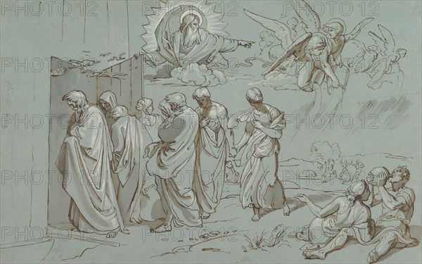 God Summons Noah and His Family into the Ark, 1827 (?). Creator: Joseph von Fuhrich.