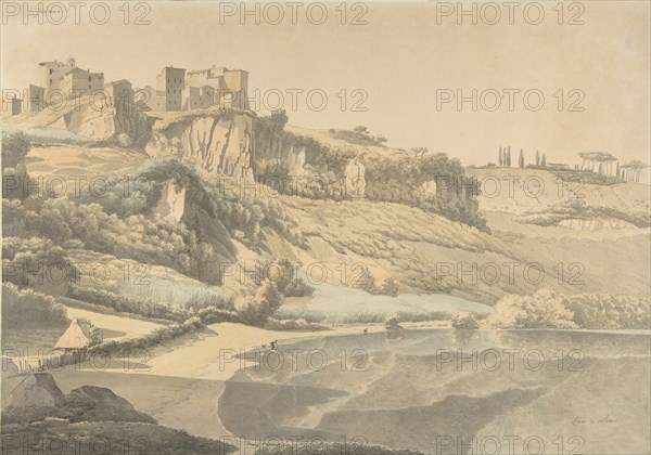 Genzano and Lake Nemi, early 19th century. Creator: Josephus Augustus Knip.