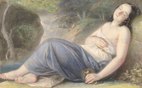 Psyche Asleep in a Landscape, 1837. Creator: Karl Joseph Aloys Agricola.