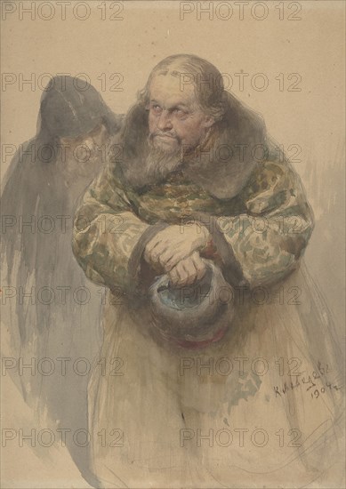 Two Russian Men, 1904. Creator: Klavdi Vasilevich Lebedev.