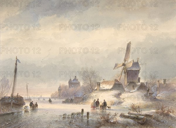 Winter Landscape with Frozen River, 19th century. Creators: Lodewijk Johannes Kleijn, Pieter Rudolph Kleyn.
