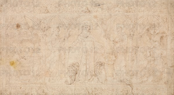Design for an Antependium: The Madonna della Misericordia with Saints John the Baptist..., ca.1370. Creator: Attributed to Lorenzo Veneziano.