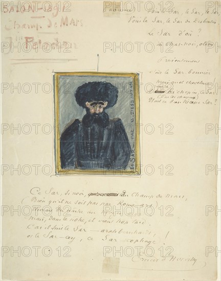 Satirical Drawing of the Sâr Joséphin Peladan, 1891. Creator: Unknown.