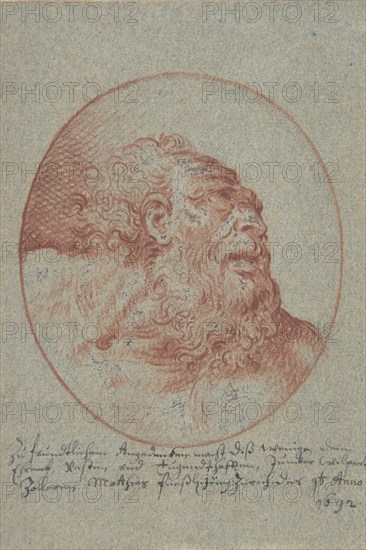 Head of a Bearded Man Looking Right, 1692. Creator: Mathias Fussli.