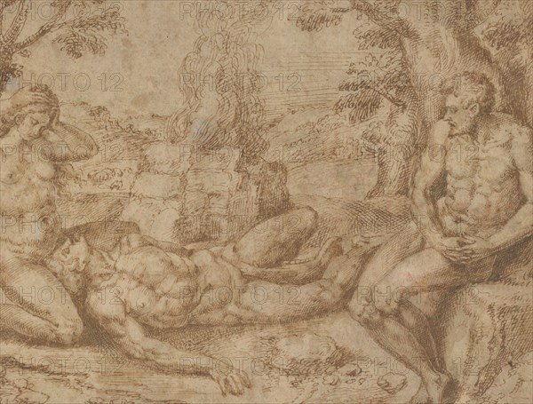 Adam and Eve Mourning the Death of Abel, ca. 1576. Creator: Michiel Coxie.
