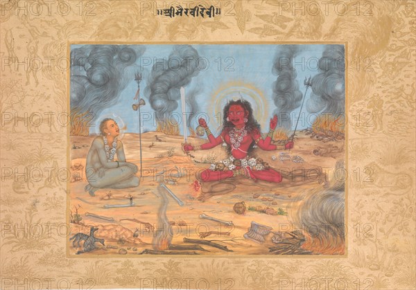 The Goddess Bhairavi Devi with Shiva, ca. 1630-35. Creator: Attributed to Payag.