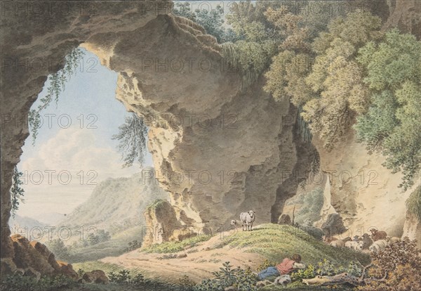 Rocky Landscape with Sleeping Shepherd, 1817. Creator: Philip Heinrich Dunker.